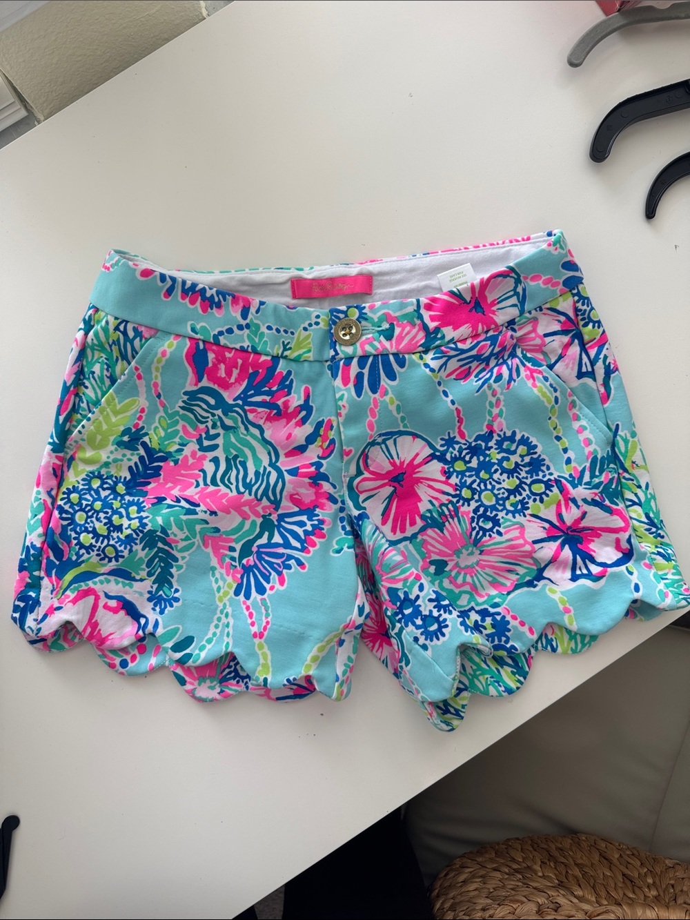 High-Waist Scallop Hem Floral Shorts Lilly Pulitzer